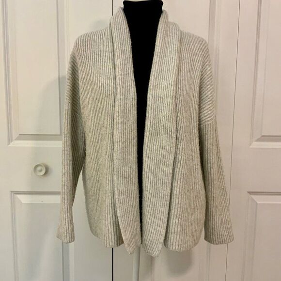 Joie Light Grey Long Sleeve Shawl Collar Open Cardigan Sweater Medium - Picture 1 of 10